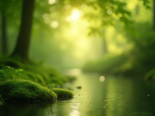 Abstract image of soft light filtering through green leaves, symbolizing growth and renewal