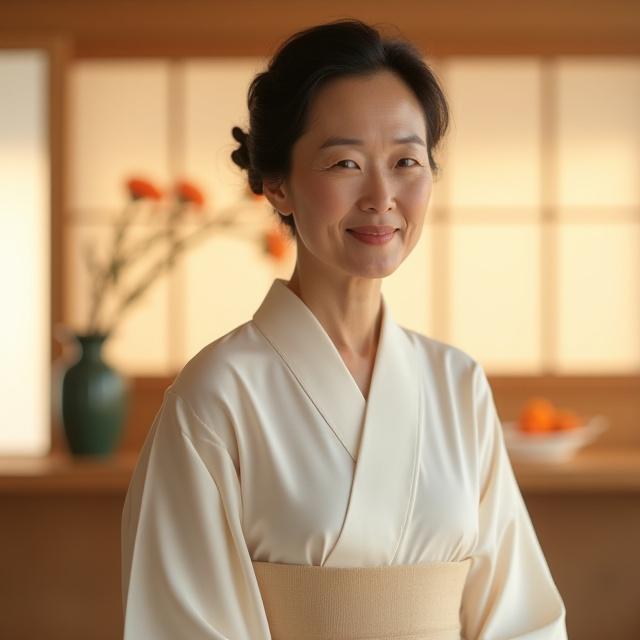 Shinsei Hana founder Midori Tanaka smiling warmly in her Ikebana studio