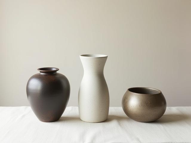 A selection of unique Ikebana vases and containers (suiban)
