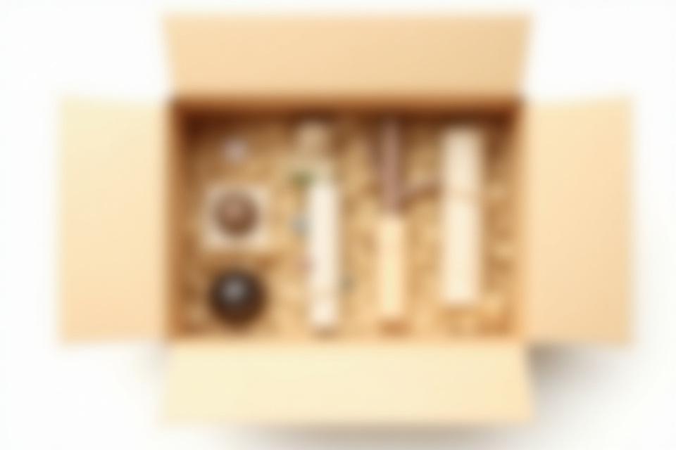 A neatly packed wooden box filled with various Ikebana materials, ready for shipping